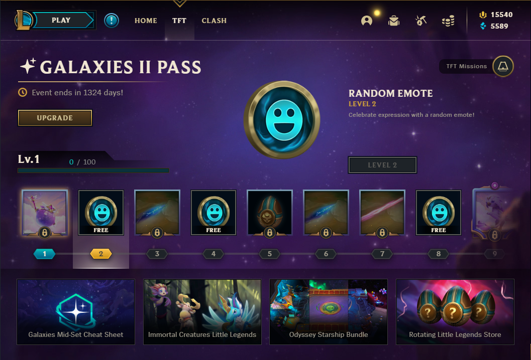 The Galaxies II Pass page on the League of Legends Client.